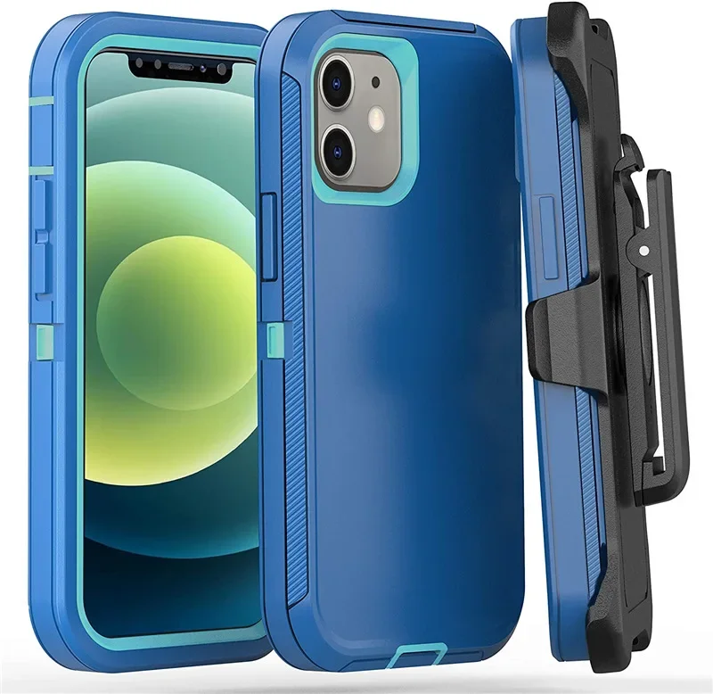 Luxury Hybrid Heavy Duty Armor Phone Case for IPhone 16 Pro Max Plus Shockproof Protect Otter Hard Box Belt Clip Cover: CANVAS / Brown