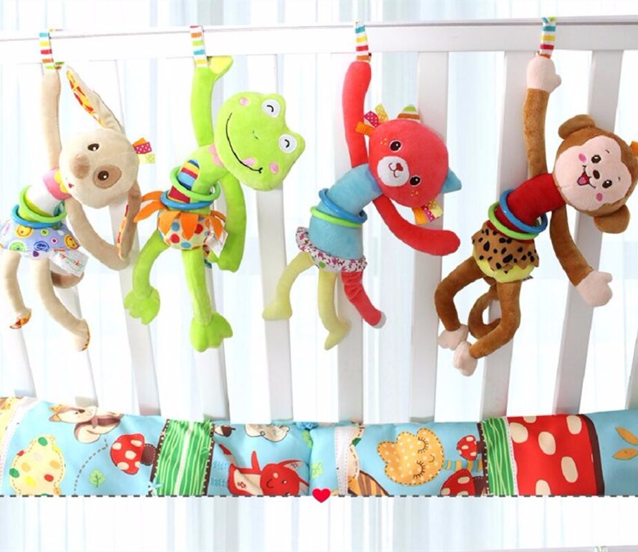 Baby Rattle Toys Bed Stroller Hanging Animal Musical Mobile bell Infant Educational Toys pull shock Rattles Baby 20% off