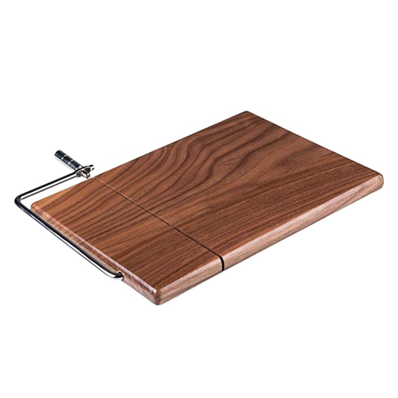Cortadora de queso, cortador de queso de madera de Sapele con tabla de cortar de alambre duradera, cortador de alimentos de postre de mantequilla de queso