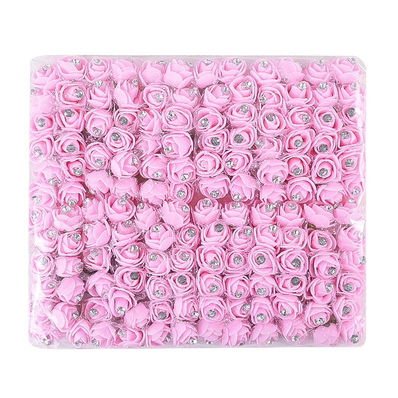 144 Stuks Mini Kunstbloemen Hoofd Met Strass Schuim Teddybeer Rozen Boeket Voor Bruiloft Home Decor Kerstkrans: WHITE