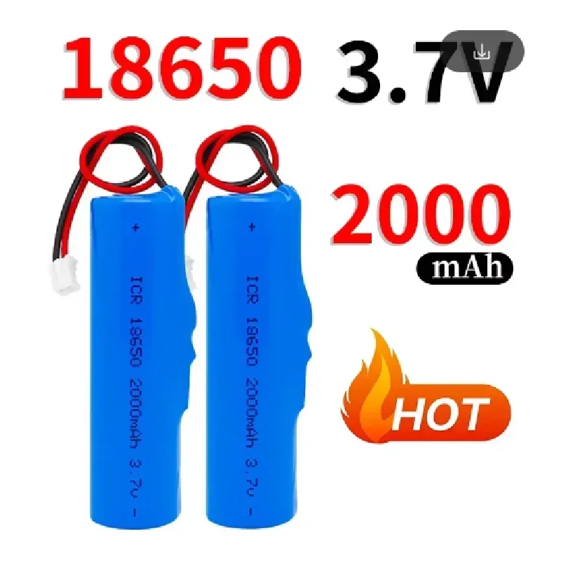 18650 3.7V 2000mAH Rechargeable Lithium Battery 18650 Li-ion with PCB PH2.0-2P Battery for Fishing LED Light Bluetooth 4.2V