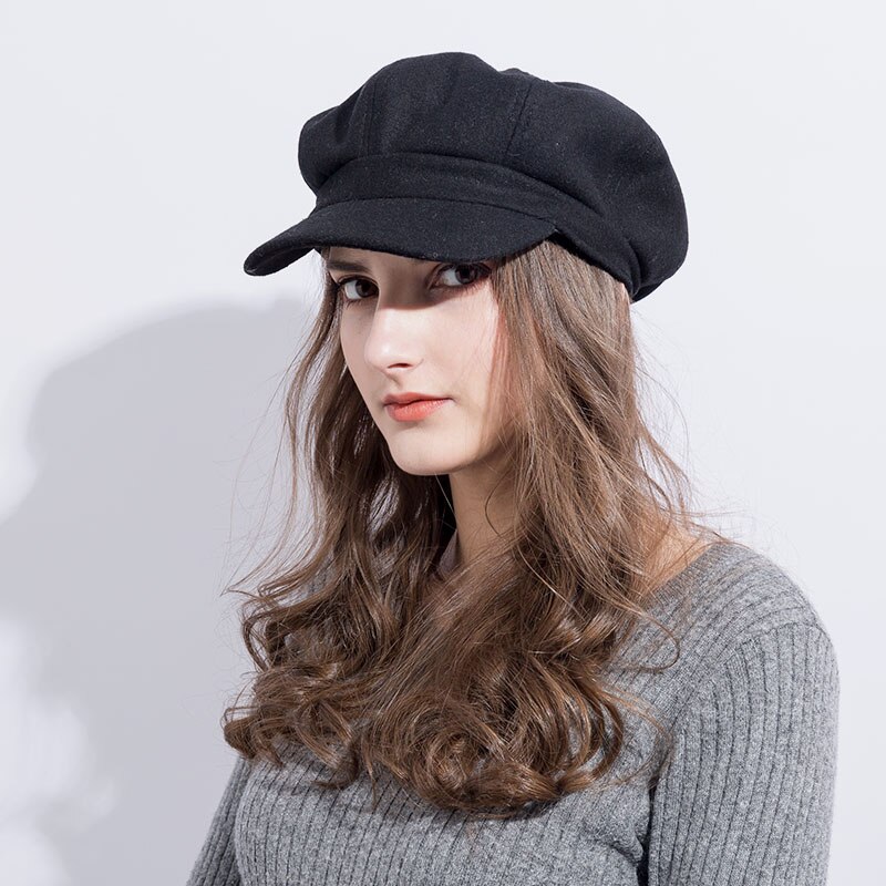 Boina de lana para mujer, gorro de , estilo informal,
