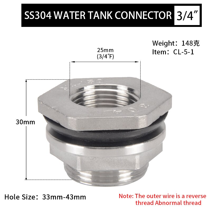 Stainless Steel Water Tank Connector 1/4'' 3/8'' 1/2'' 3/4'' 1'' 1-1/4'' 1-1/2'' 2'' Female Pipe Single Fittings Nut Jointer: 6fen