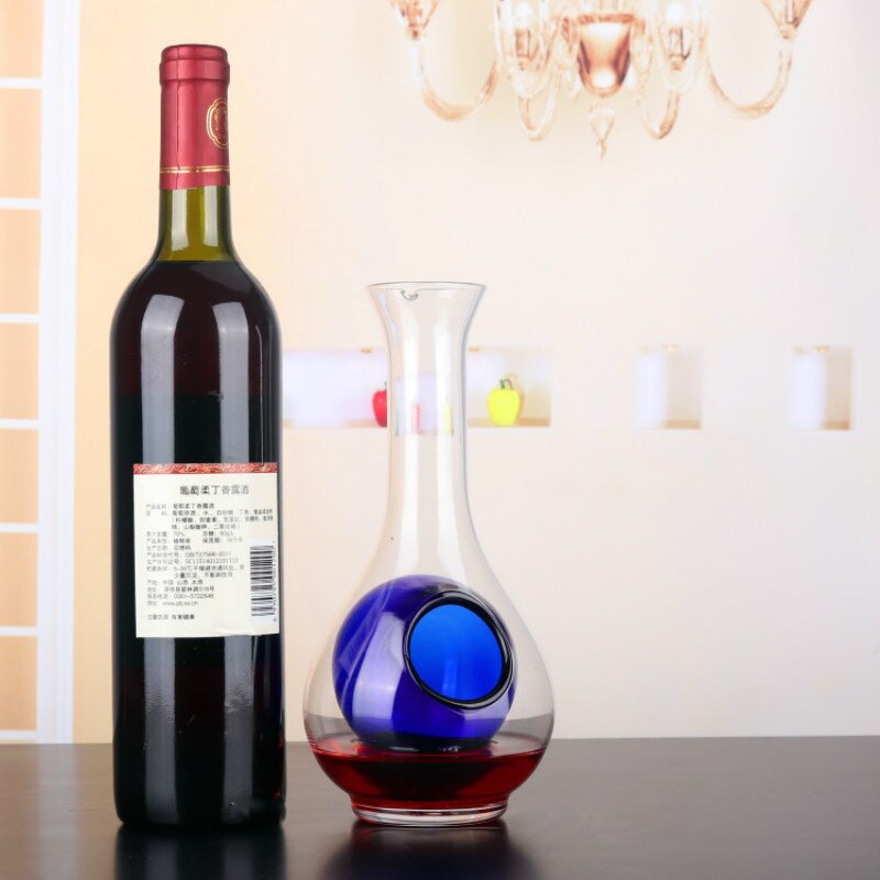 Wine Decanter 300-500Ml Lead-Free Crystal Glass Blue Heart Ice Hip Flask Whiskey Sake Bottle Jug Pourer Bar Tool