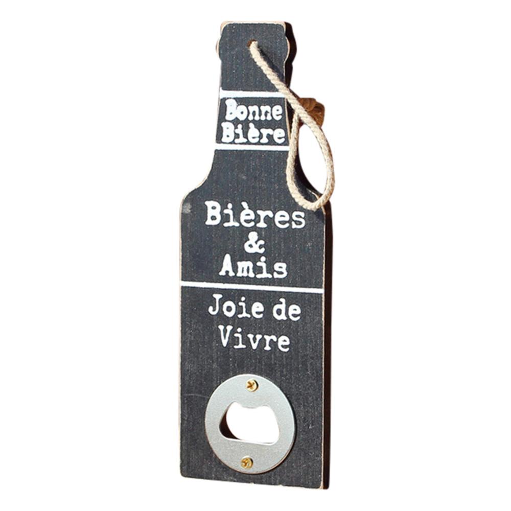 1 Pcs Bier Flesopener Metaal Hout Creatieve Opknoping Muur Huis Art Decoratie Wijn Bier Opener Muur Opener Fles Cap shooter H5: Black