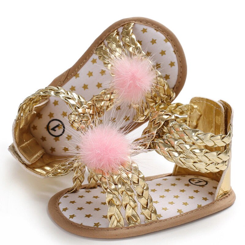 2019 Recém-nascidos Sandálias Tamancos Infantil Da Menina Do Bebê Sandálias de Sola Macia Sapatos Da Criança Verão Sandálias Bowknot: Ouro / Dourado / 7-12 meses