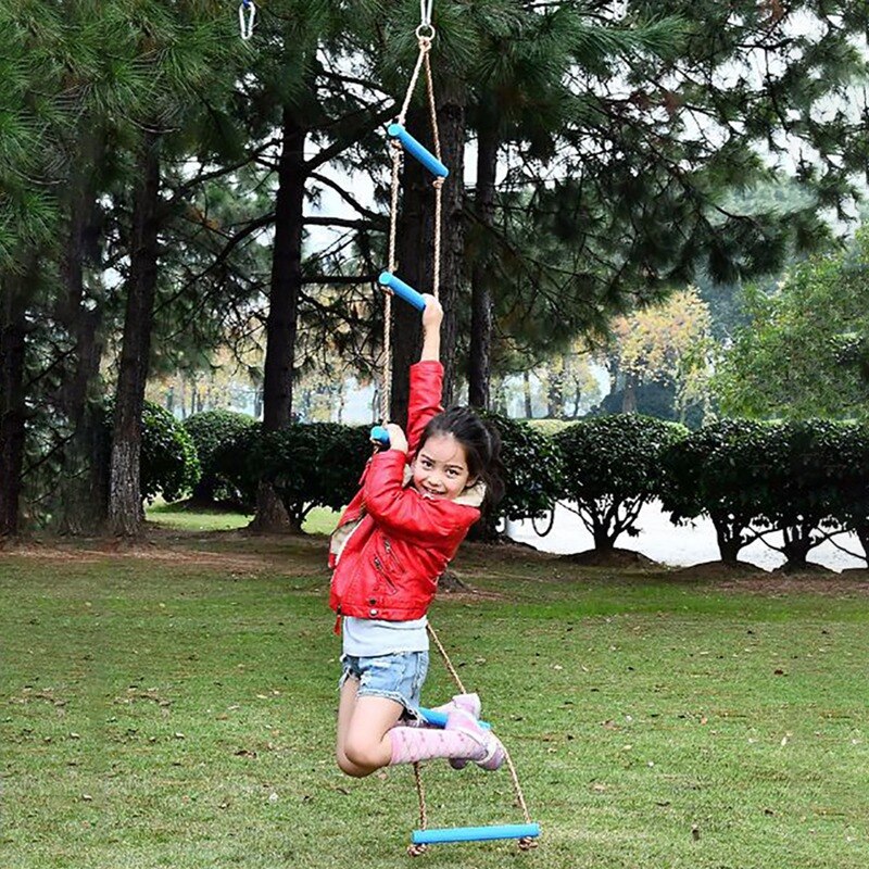 Children Climbing Ladder Outdoor Kids Fitness Toy Rope Ladder Multi Rungs Climbing Game Single-head Six-speed Plastic Ladder