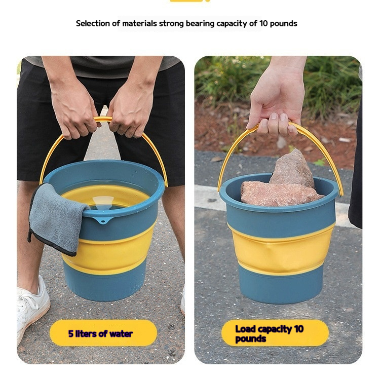5/10L/17L Portable Folding Bucket for Washing Outdoor Foldable Basin Silicone Water Bucket Camping Space Saving Car Wash Buckets