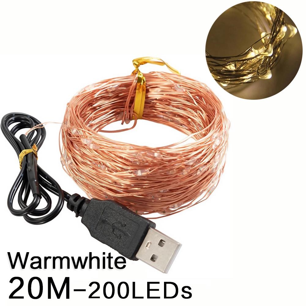 Guirnalda de luces LED USB de 2/5/10/20M para Navidad, , boda, decoración del hogar, árbol de Navidad, luces de hadas intermitentes: Lavanda