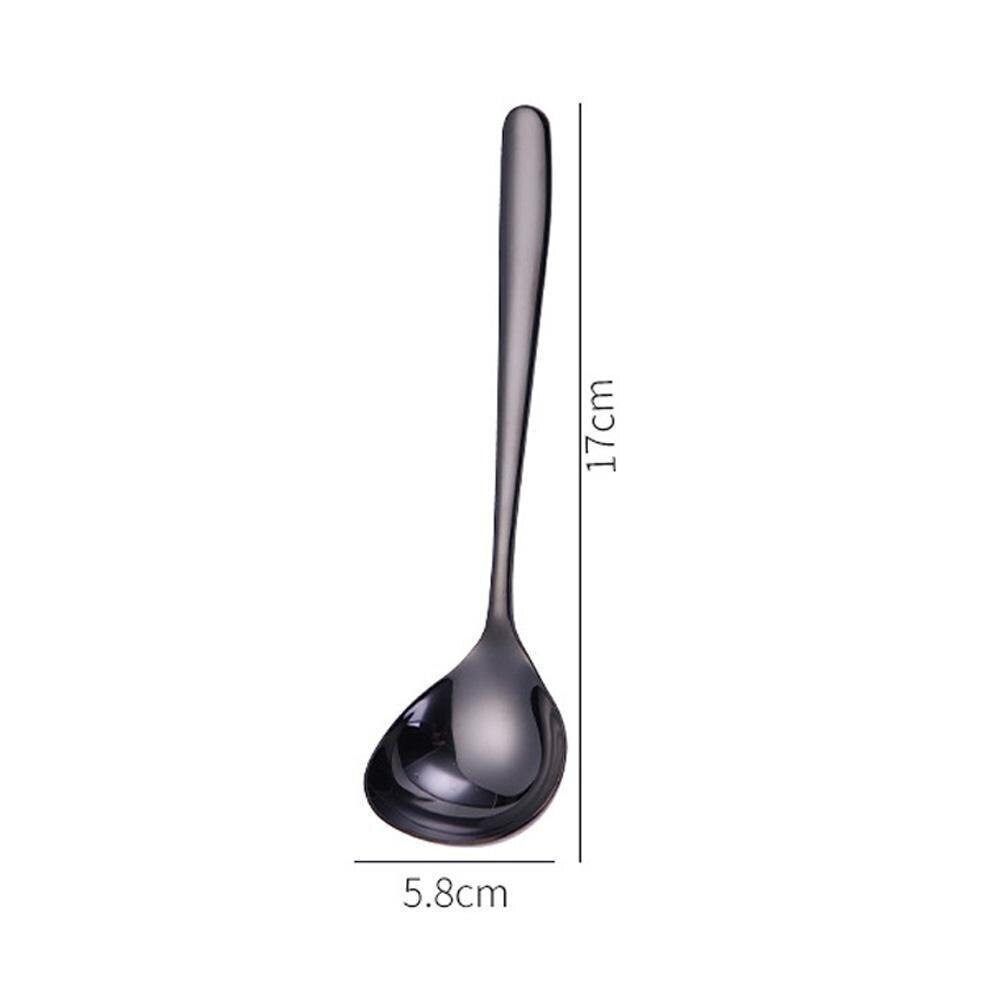 Stainless Steel Soup Spoon for Home Kitchen Cooking Sauce Spoon: Black / L
