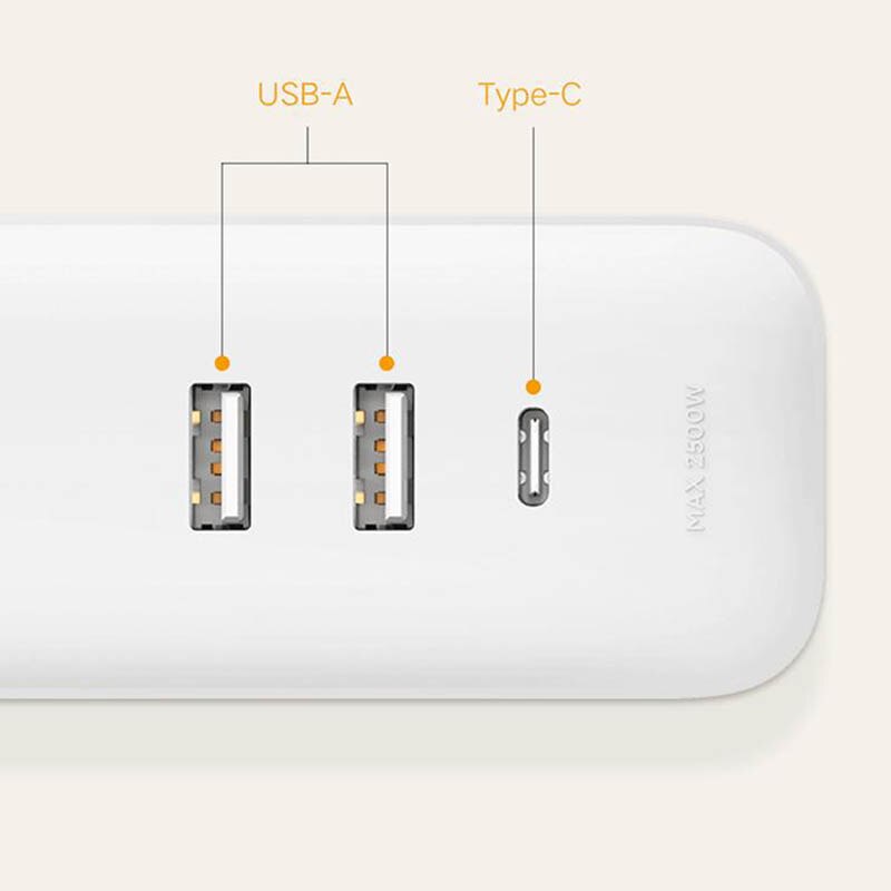 Xiaomi-regleta de carga rápida Mi Mijia QC3.0, 20W, 2A1C + 3 enchufes, extensión de interfaz de enchufe estándar, cable de 1,8 m, plat, novedad