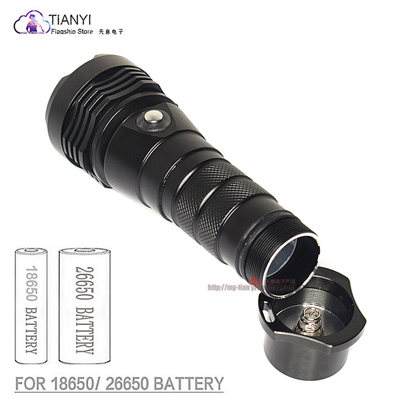 High-power outdoor waterproof night LED searchlight flashlight, lighting tool for diving photography