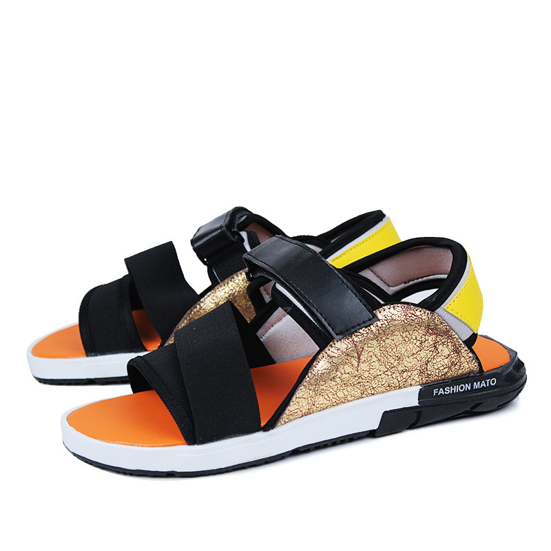 Fritids krokløkke menns sandaler grunnleggende foran bakreim lav sommersko sying blandede farger uformelle menn strandsko