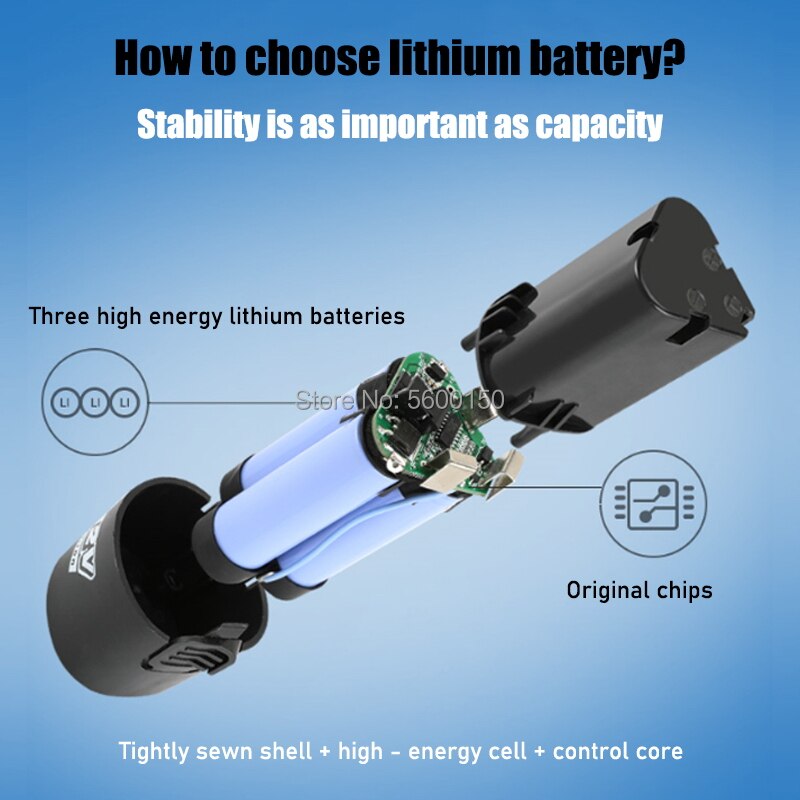 Batería de destornillador eléctrico de 12V, batería de litio recargable 18650, taladro eléctrico para el hogar