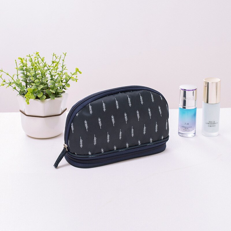 FUDEAM Oxford Multifunction Women Travel Storage Cosmetic Bag Toiletry Organize Semicircle Make Up Bag Eyebrow Pencil Pouch Bag: Feather