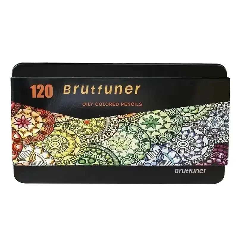 Zestaw kredek ołówkowych Brutfuner 120/180 kolorów, luksusowe metalowe pudełko, profesjonalne, wysokiej jakości, miękkie wkłady artystyczne, grubość 3.8MM.: BIAŁY