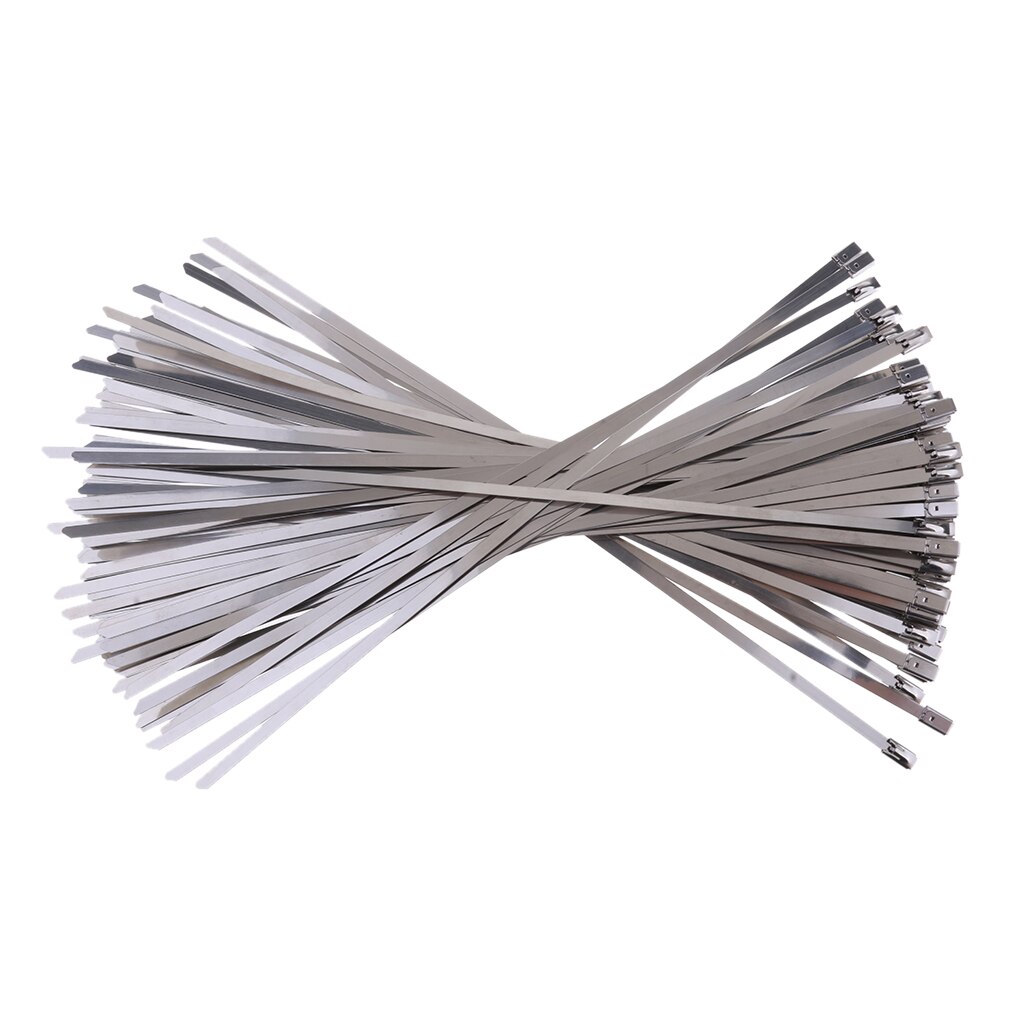 100Pcs Rvs Kabelbinders Voor Motorfiets Uitlaat Self Locking