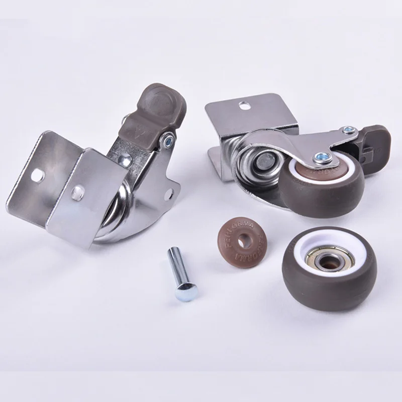 Rotary Caster Wheels 4pcs Locking Carrier Wheel Swivel 360°degree Furniture Children's Bed Moving Noiseless Castor With Brake