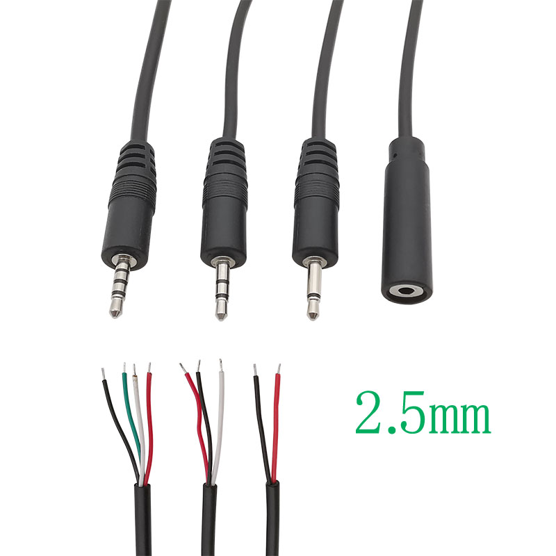 Spina maschio mono/stereo da 2,5 mm/Jack femmina connettore per cuffie Audio estensione spillo 2/3/4 poli cavo a filo nudo saldatura riparazione fai da te