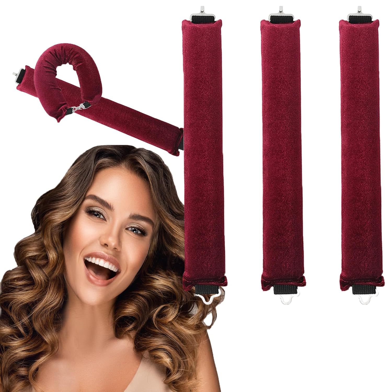 1/3pcs Hair Heatless Curls Beauty Women Curly Products Hair Curler Rubber Curling Sleep Hairdresser Tools Hair Foam Rollers: black
