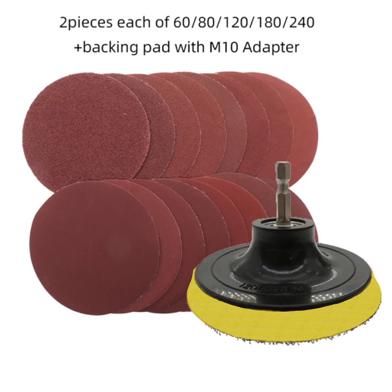 10 Stuks 100 Mm Schuurschijf 60-240 Grit Schuurpapier Buffing Wheel Klittenband Steunschijven Voor Elektrische boor Grinder Rotary Gereedschap: Default Title