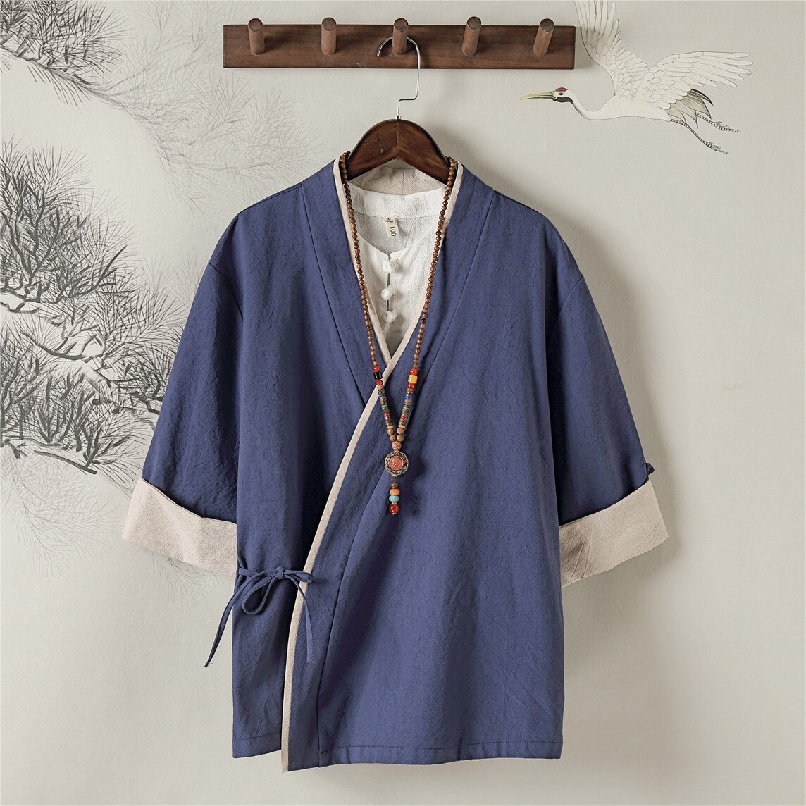 T-shirt Style chinois Zen Tea, rétro, en coton, Kung Fu, chemisier, T-shirt, Kimono, Haori, Cardigan, samouraï japonais, manteau haut pour femme en lin: 2 / 4XL