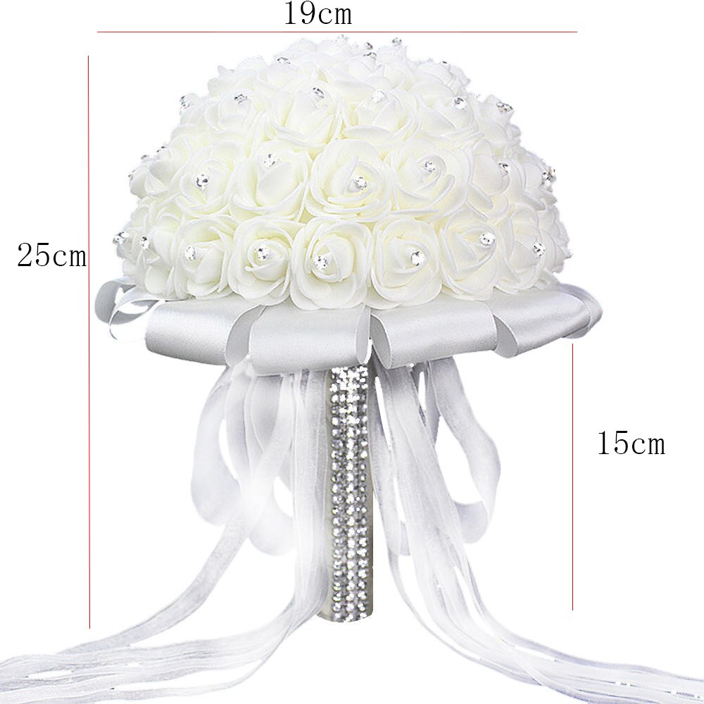 Sztuczne bukiety ślubne ręcznie robione róża kwiat z kryształkiem druhna ślubny bukiet ślubny de mariage akcesoria ślubne: A