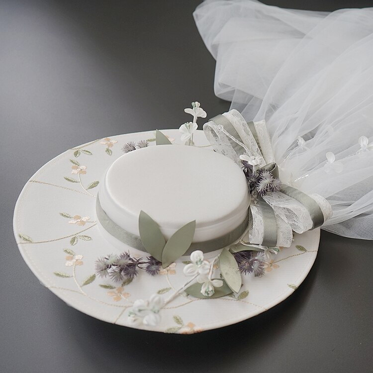 Bridal Fascinators Millinery Hat Party Wedding Hat Wide Brim Fedora Kentucky Derby Headpiece Church Photo Headwear Sinamay Hat