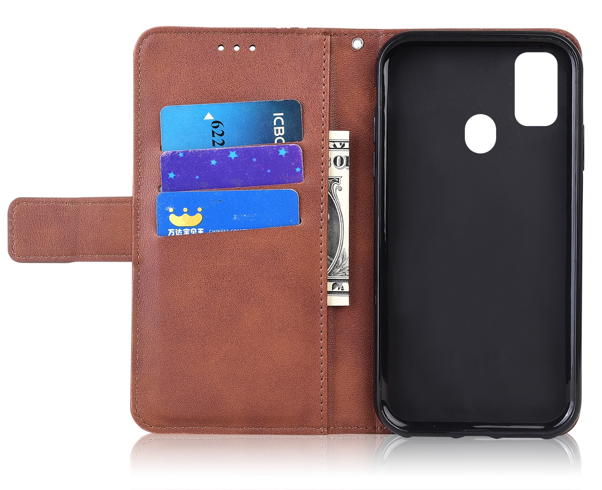 Funda de cuero tipo billetera para Samsung Galaxy M21, SM-M215F, m215, cubierta trasera de 6,4 pulgadas, funda con tapa para Samsung M21 M 21