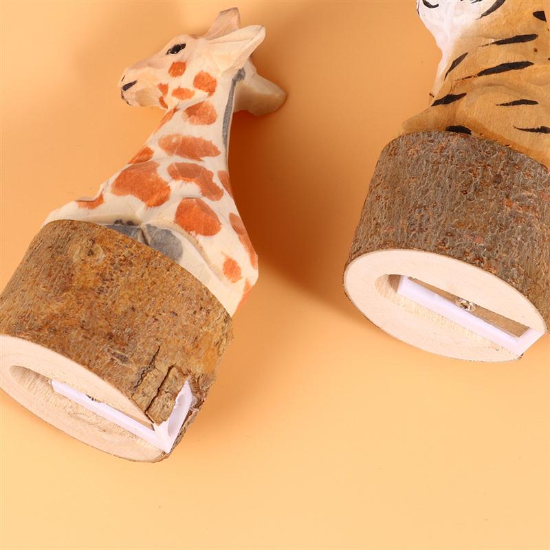 Taille-crayon en forme de tigre et girafe en bois en acier inoxydable, taille-crayon en aluminium 2 pièces