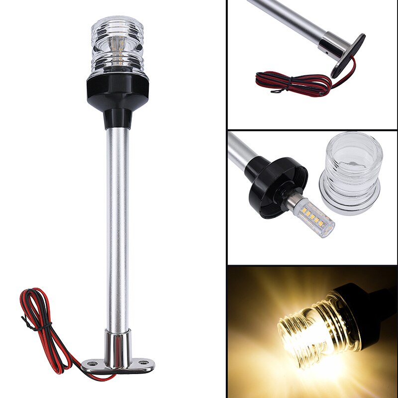 Fold Down LED Boat Navigation Light for Yacht Marine Stern Anchor Light 12~24 V Sailing Signal Light 4000~4500K Pure White: Model B  12inch