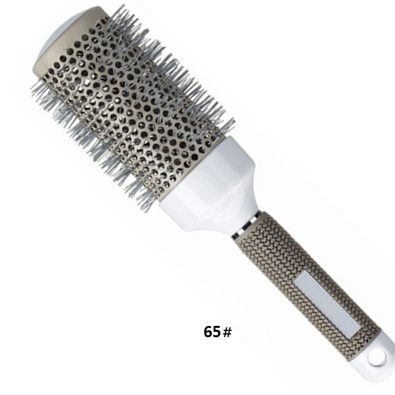 Ionic Curling Hair Brush Barber Comb Rolling Comb Hairstyling Tool Accessories for Home Beauty Salon Hair Ceramic Round Comb: 65mm