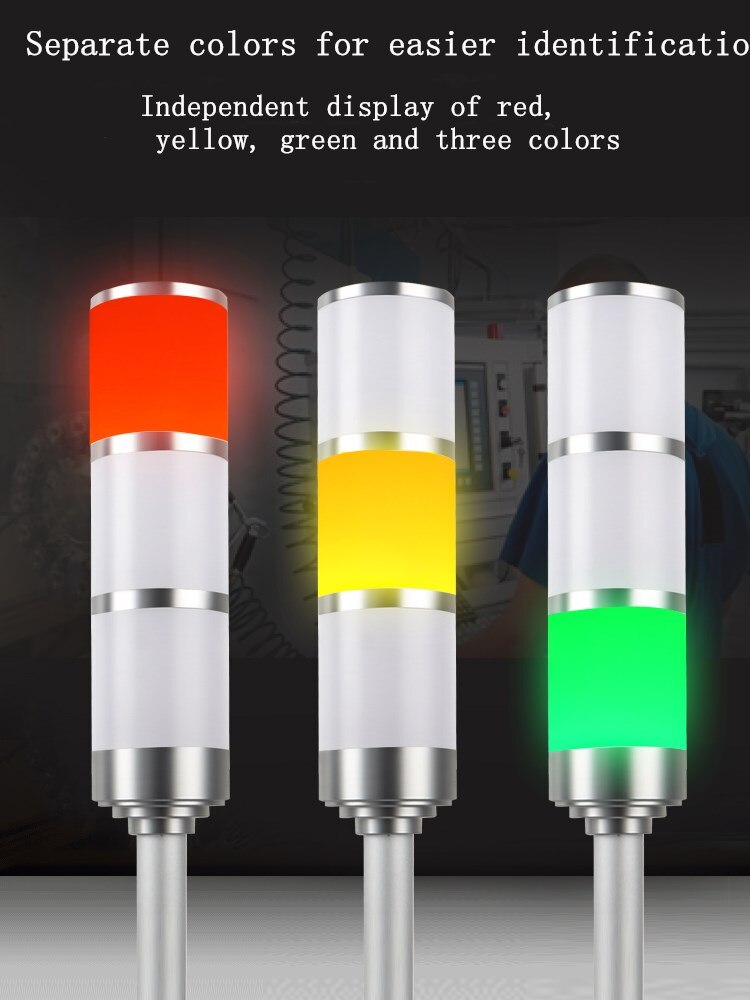 1Pcshigh Grand Aluminium Industriële Multilayer Stack Light 3 Layer Rood Glanzend Vouw Led Signaalzuil Voorzichtigheid Lamp Met zoemer