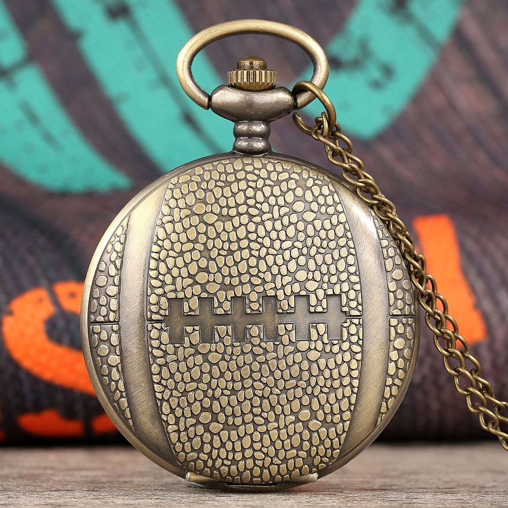 Steampunk Zakhorloge Man Ketting Pedent Sport Stijl Golfbal Patroon Vintage Horloge Man Regalos Para Hombre: football-rugby
