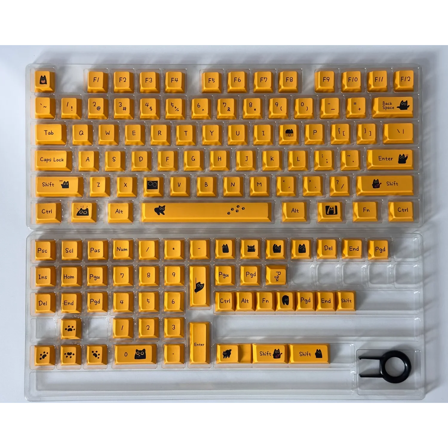 Black Cat Cherry Keycap Set 120-toetsen PBT Leuke oranje zwarte Cat Keycaps voor mechanische toetsenborden: Default Title