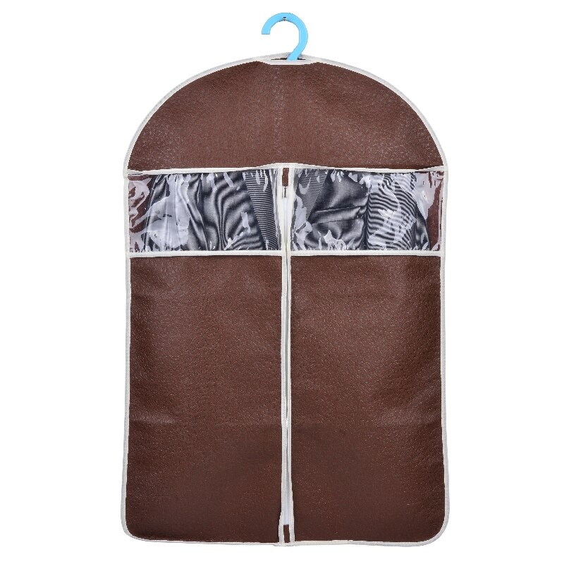 Sac de rangement pour vêtements en daim, manteau tridimensionnel domestique, housse anti-poussière pour vêtements en fourrure, Long doudoune, housse suspendue: BROWN / 128x60cm