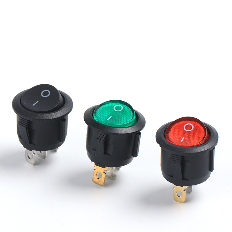 2PCS KCD1 20MM Round Rocker Switch 2/3/4Pin ON-OFF-ON 12V 6A/250VAC 10A/125VAC SPST LED Car Push Button Switch With Light