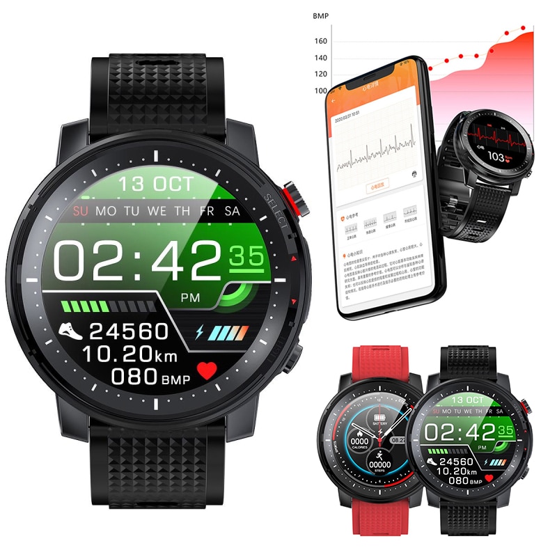 L15 smart ur mænd  ip68 vandtæt smartwatch med ecg ppg blodtryk puls sport fitness fuld berøringsskærm smartwatch