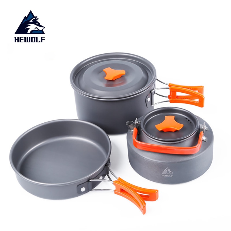 Hewolf kampeerkookgerei kookgerei voor buiten, kampeerservies, kookset, reisservies, bestek, keukengerei, wandel- en picknickset