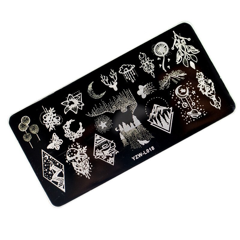 1PC Edelstahl Druck Nagel Stanzen Platten Manikübetreffend Blätter Ahorn Schablone Schimmel Weihnachten Schneeflocken Nagel Kunst DIY Dekorationen: YZW-L18