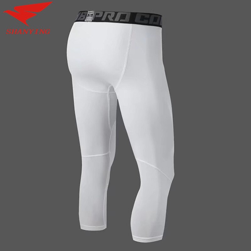 Men Bodybuilding Jogging Leggings Compression Base Layer Pants Workout Sports Soccer Fitness Gym Basketball Shorts 3/4Yoga pant