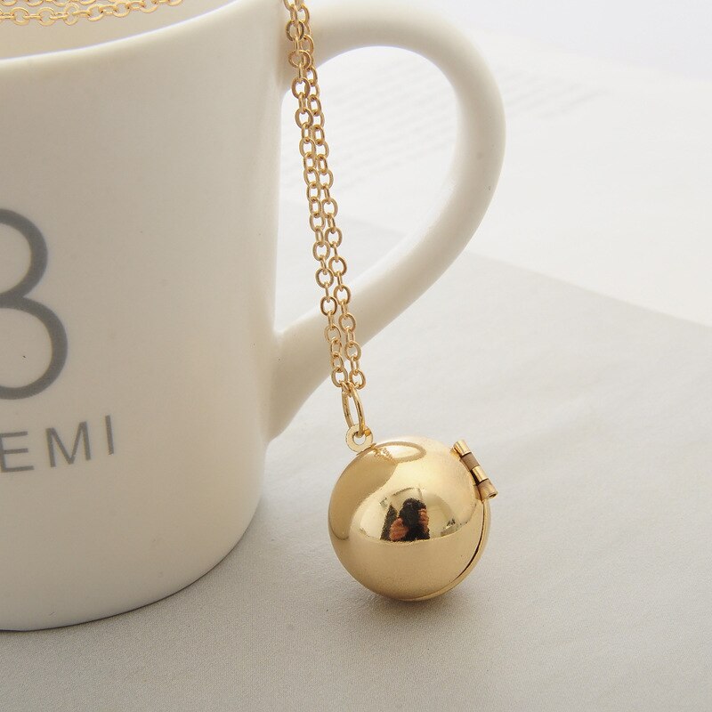 Cadena de medalla de bola redonda de plata de oro de la foto de la información del secreto de la manera de lingqi y la amistad de las mujeres collar de mejores amigos de la joyería