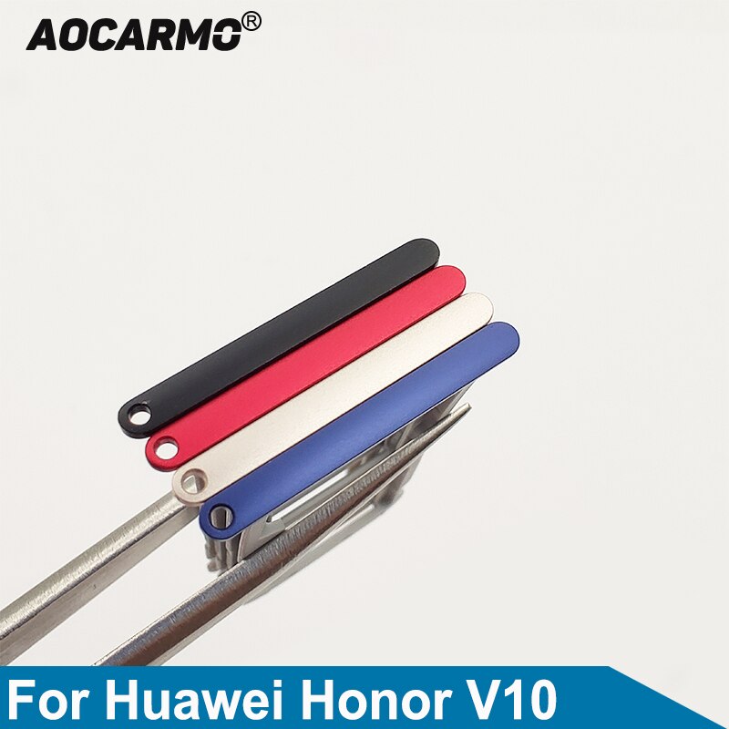 Aocarmo Black/Red/Blue/Gold SD MicroSD Holder Nano Sim Card Tray Slot For Huawei Honor V10 BKL-AL20