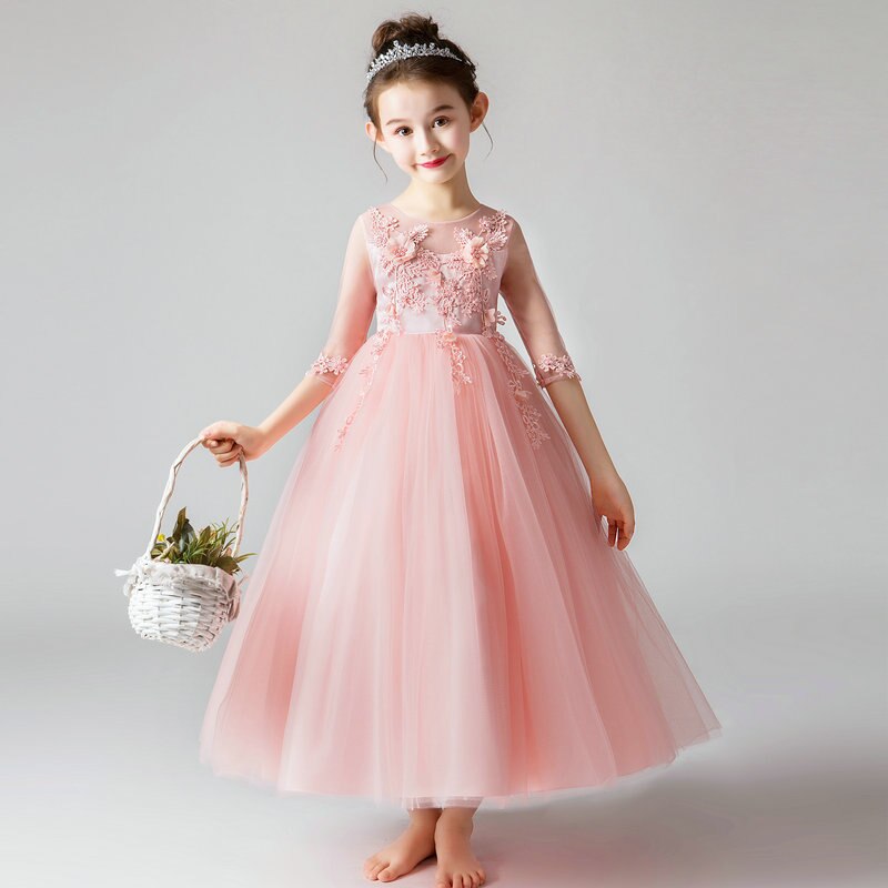 Girl's dress Birthday Banquet Embroidery Dress Girls School Party Dinner Dresses for Graduation Ceremony vestido chines