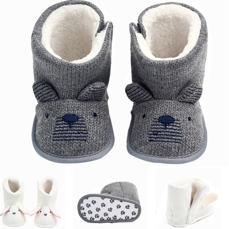 Botas de lana tejidas para bebé de 0 a 1 años, zapatos para niño pequeño invierno cálido, botas de algodón altas para interior, para mantener el calor, para nieve