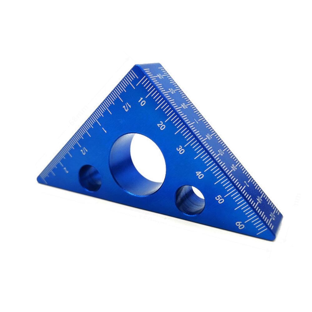 1Pc Aluminum Alloy 45 Degree Angle Ruler Metric Triangle Ruler Carpenter Workshop Blue/Red Small Big Woodworking Measuring Tool: Blue Small
