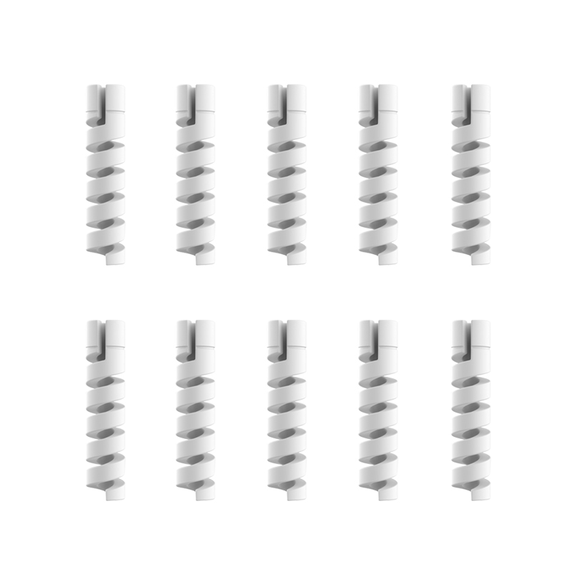 10pcs Cable Protector Silicone Charge Cable Spiral Winder Wire End Cord Savers Cover For Phone USB Charger Cable Accessories: WHITE