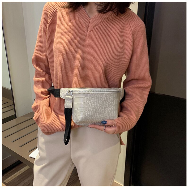 Swdf kvinners veske midjeveske krokodille flerfarget messenger brystveske clutch kvinnelig pu lær håndveske cross body veske