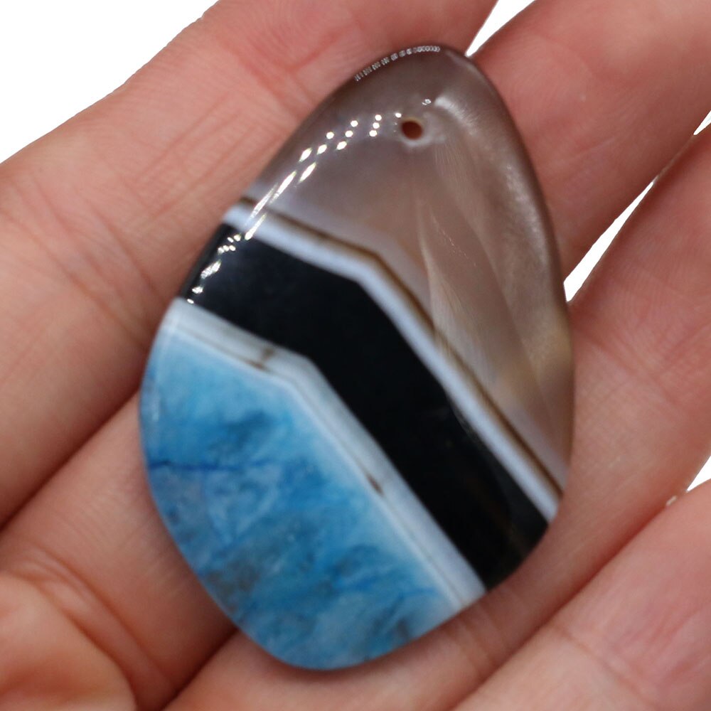 Natural Two-tone Agates Pendants Charms Stone Rhombus Shape Pendants DIY for Necklace or Jewelry Making Size 30x45mm