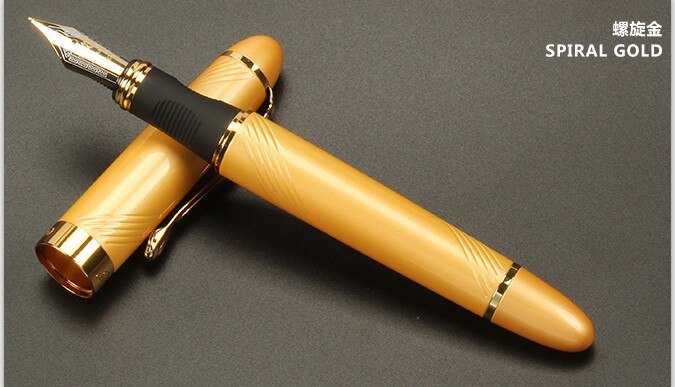 Jinhao-pluma estilográfica de Metal de , plumas clásicas de cuerpo grueso de 1,0mm, pluma de caligrafía con punta curva, de tinta de lujo para escribir, X450: E / 1.0 MM Nib